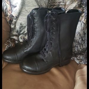 Black lace up zipper Madden Girl mid calf boots